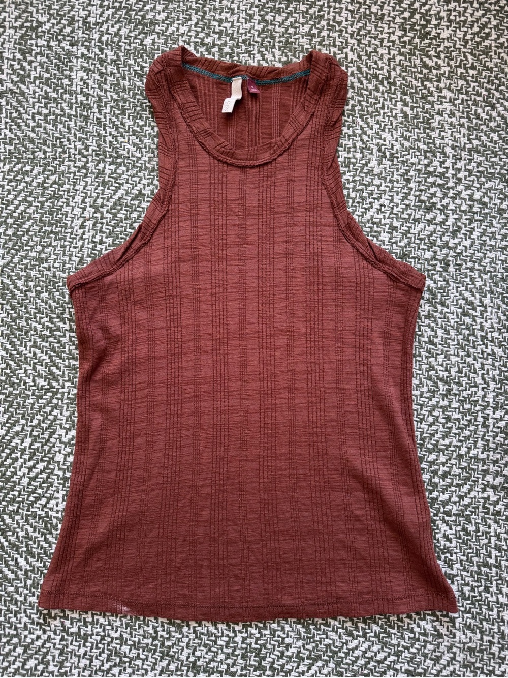 Anthropologie Pilcro racerback tank top in a terracotta rust color - Picture 2 of 8